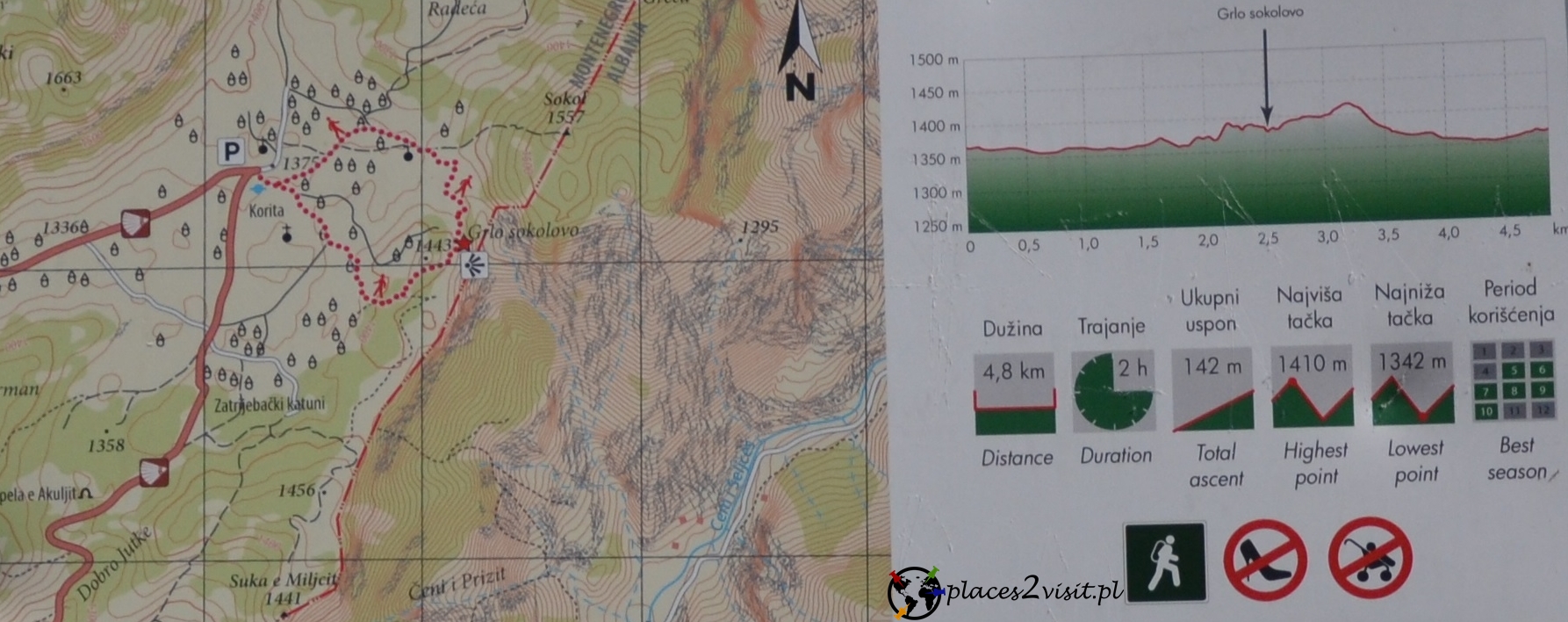 sokolovo mapa Grlo Sokolovo i czarnogórska 